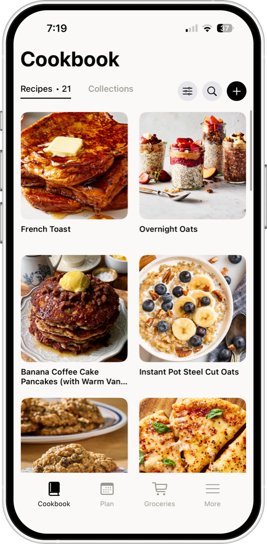 The Masterplan cookbook screen