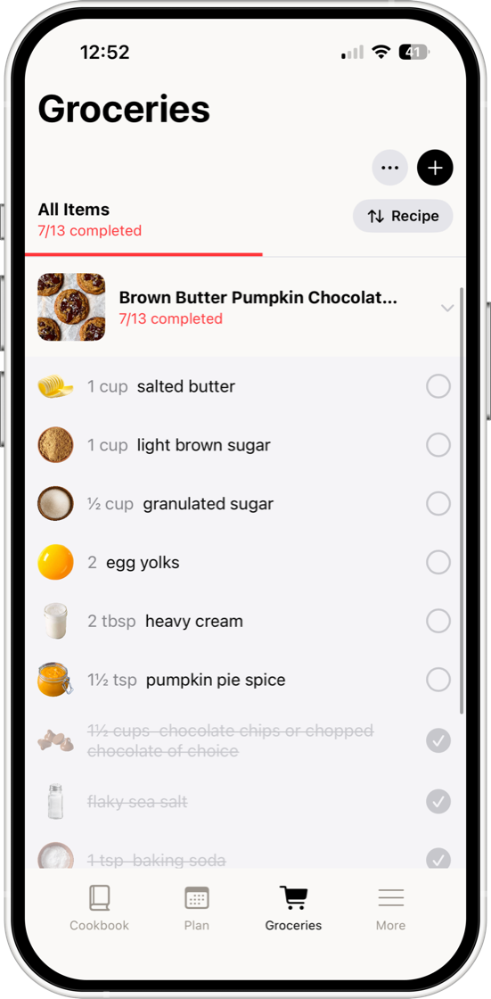 The Masterplan grocery list